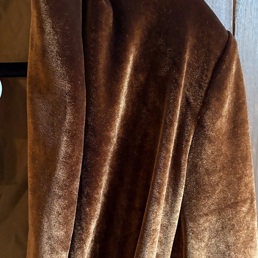 Brown Faux Velvet Women's Blazer - Picture 5 of 12